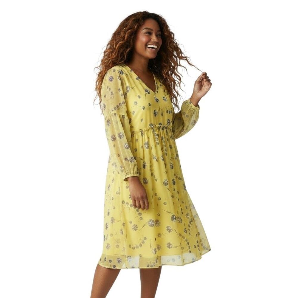 Pietro Brunelli Yellow Floral Babydoll Dress | Size L